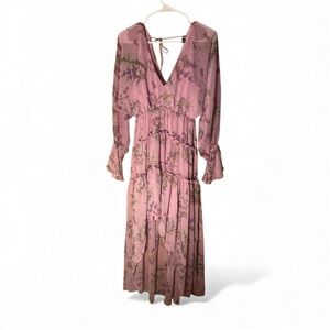 Steve Madden Lavender Floral Long Sleeve Hi-low Dress Size M Excellent Cond